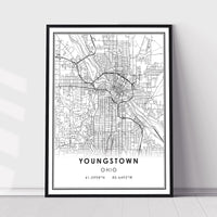 
              Youngstone, Ohio Modern Map Print 
            