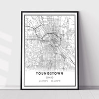 Youngstone, Ohio Modern Map Print 