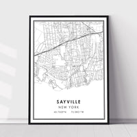 
              Sayville, New York Modern Map Print  
            