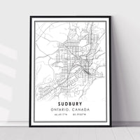 Sudbury, Ontario Modern Style Map Print 