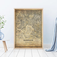 
              Bangkok, Thailand Vintage Style Map Print
            