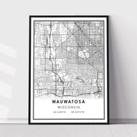 Wauwatosa, Wisconsin Modern Map Print 