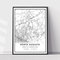 North Augusta, South Carolina Modern Map Print 