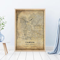 
              Camden, New Jersey Vintage Style Map Print 
            