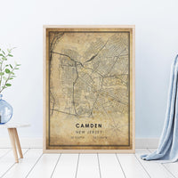 
              Camden, New Jersey Vintage Style Map Print 
            