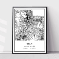 
              Utah, United States Modern Style Map Print 
            