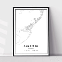 
              San Pedro, Belize Modern Style Map Print 
            