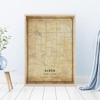 
              Alden, New York Vintage Style Map Print 
            