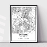 
              Canberra, Australia Modern Style Map Print 
            
