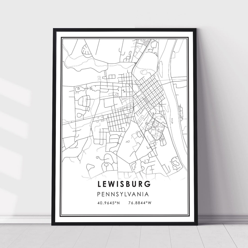 Lewisburg, Pennsylvania Modern Map Print