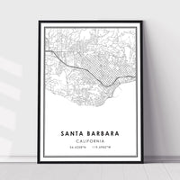 Santa Barbara, California Modern Map Print 