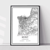 Beirut, Lebanon Modern Style Map Print 