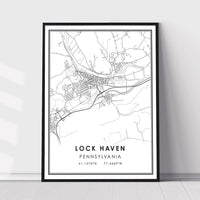 
              Lock Haven, Pennsylvania Modern Map Print 
            