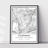 
              Clairemont, San Diego , California Modern Map Print 
            