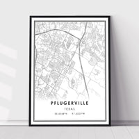 Pflugerville, Texas Modern Map Print 