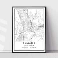 Onalaska, Wisconsin Modern Map Print 