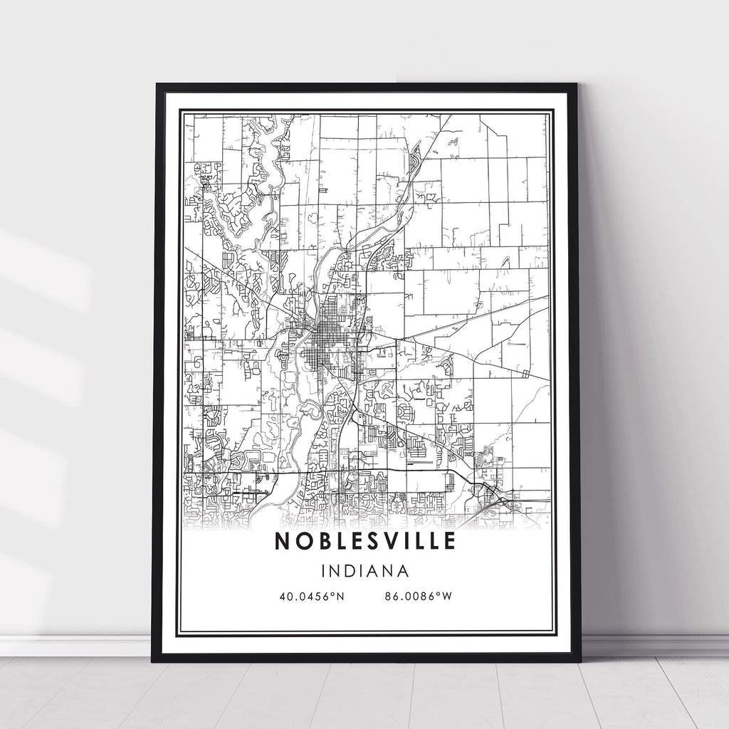 Noblesville, Indiana Modern Map Print 