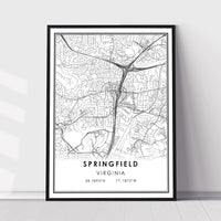 
              Springfield, Virginia Modern Map Print 
            