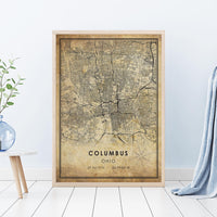 
              Columbus, Ohio Vintage Style Map Print 
            