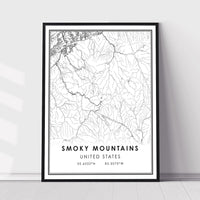 
              Smoky Mountain, Tennessee Modern Map Print 
            