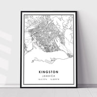 
              Kingston, Jamaica Modern Style Map Print 
            