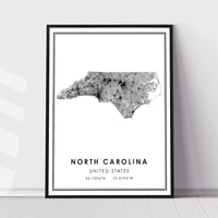 
              North Carolina, United States Modern Style Map Print 
            