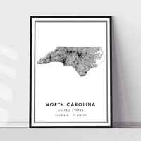 North Carolina, United States Modern Style Map Print 