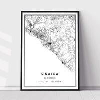 
              Sinaloa, Mexico Modern Style Map Print 
            