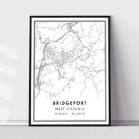 Bridgeport, West Virginia Modern Map Print 
