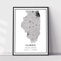 
              Illinois, United States Modern Style Map Print 
            