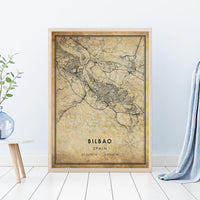 
              Bilbao, Spain Vintage Style Map Print 
            