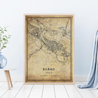Bilbao, Spain Vintage Style Map Print 