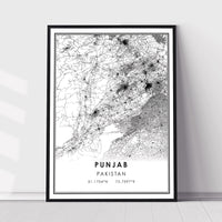 
              Punjab, Pakistan Modern Style Map Print 
            