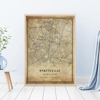 
              Hyattsville Maryland Vintage Style Map Print 
            