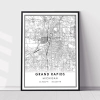 
              Grand Rapids, Michigan Modern Map Print 
            