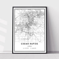 Cedar Rapids, Iowa Modern Map Print 
