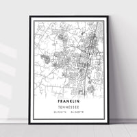 
              Franklin, Tennessee Modern Map Print 
            