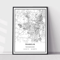 Franklin, Tennessee Modern Map Print 