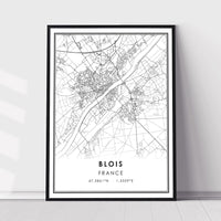 Blois, France Modern Style Map Print 
