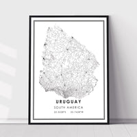 
              Uruguay, South America Modern Style Map Print 
            
