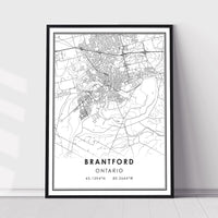 Brantford, Ontario Modern Style Map Print 