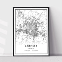 Amritsar, India Modern Style Map Print 