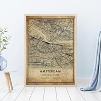 
              Amsterdam, Netherlands Vintage Style Map Print 
            