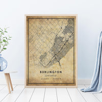 
              Burlington, Ontario Vintage Style Map Print
            