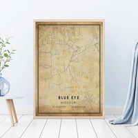 Blue Eye, Missouri Vintage Style Map Print 