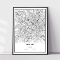 Milan, Italy Modern Style Map Print 