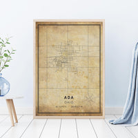 
              Ada, Ohio Vintage Style Map Print 
            