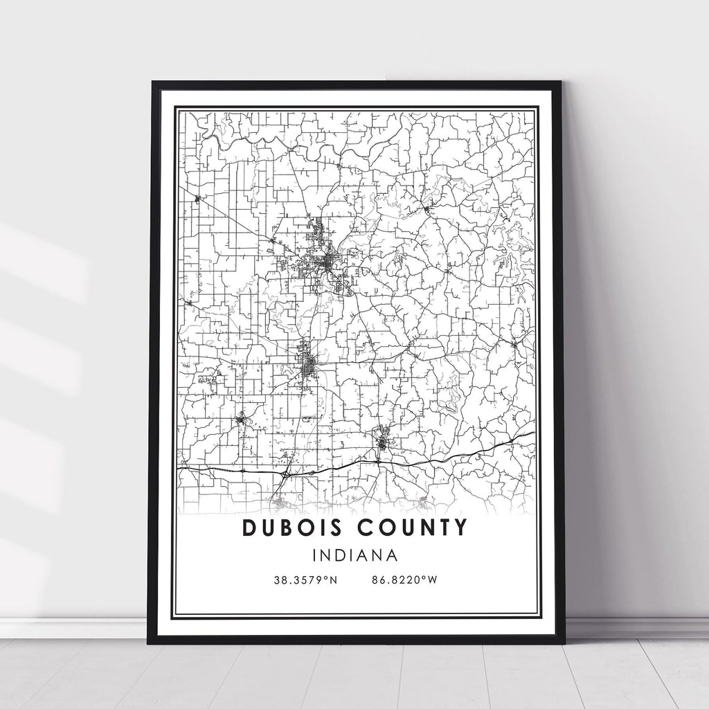 Dubois County, Indiana Modern Map Print 