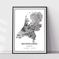 
              Netherlands, Europe Modern Style Map Print
            