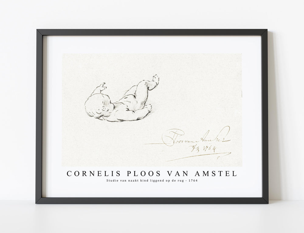 Cornelis ploos van amstel - Studie van naakt kind liggend op de rug-1764